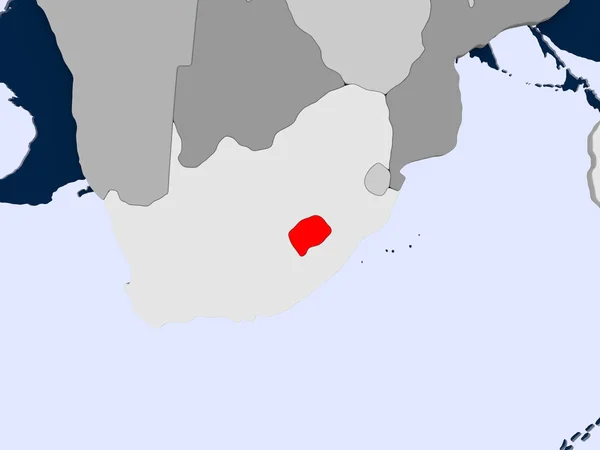 Лесото Червоному Політичній Карті Прозорого Океанів Ілюстрація — стокове фото
