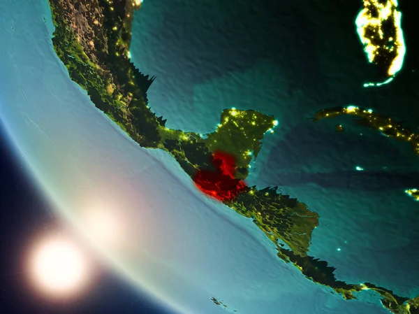 Вигляд Супутника Гватемали Виділено Червоним Кольором Планеті Земля Видимими Кордони — стокове фото