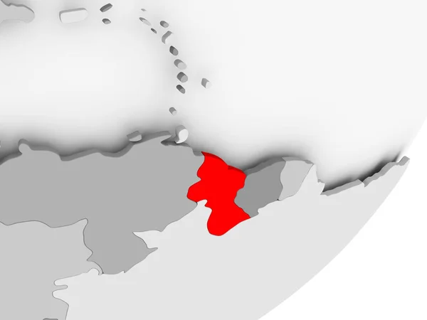 圭亚那的插图在灰色地球上以红色突出显示 — 图库照片