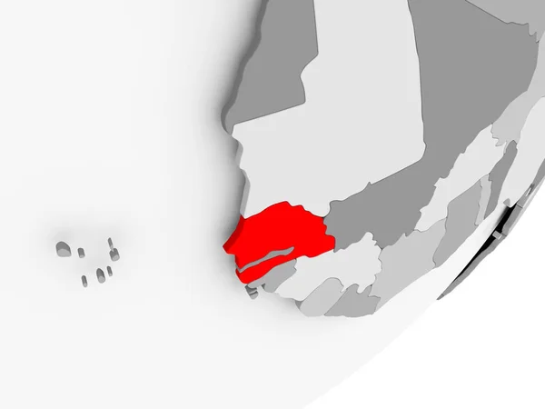 Illustration Senegal Highlighted Red Grey Globe Illustration — Stock Photo, Image