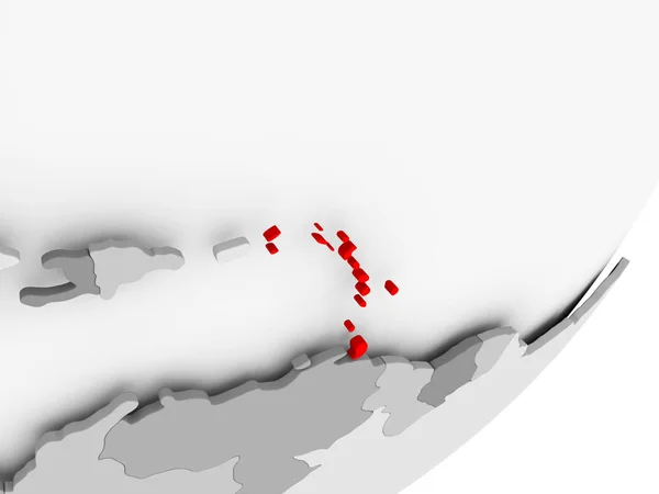 Illustration Caribbean Highlighted Red Grey Globe Illustration — Stock Photo, Image