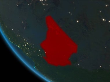 Son derece detaylı yüzey dokuları ile gece Dünya gezegeninin yörüngeden Chad. 3D çizim. Nasa tarafından döşenmiş bu görüntü unsurları.