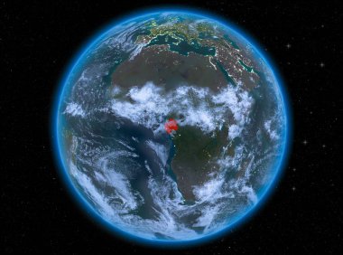 Gabon görünümünü gece red Planet Earth atmosfer ve bulutlar ile vurgulanır. 3D çizim. Nasa tarafından döşenmiş bu görüntü unsurları.