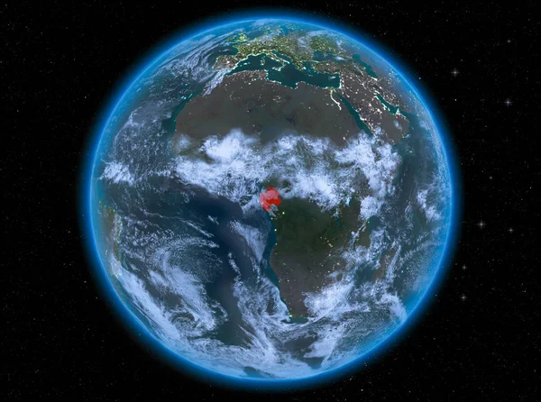 Gabon görünümünü gece red Planet Earth atmosfer ve bulutlar ile vurgulanır. 3D çizim. Nasa tarafından döşenmiş bu görüntü unsurları.