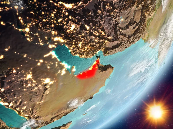 Birleşik Arap Emirlikleri Sunrise Son Derece Detaylı Yüzey Dokuları Bulutlar — Stok fotoğraf