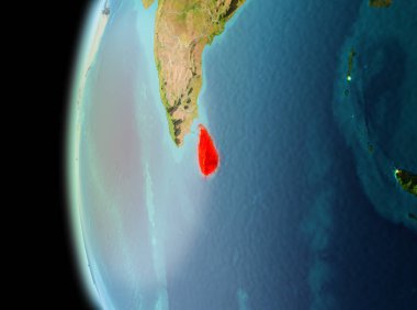 Sri Lanka Dünya yörüngesine geç akşam görüldüğü gibi Illustration. 3D çizim. Nasa tarafından döşenmiş bu görüntü unsurları.