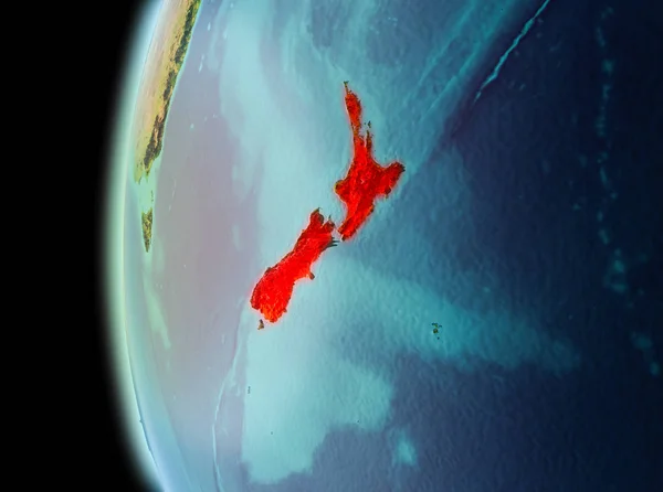 Ilustración Nueva Zelanda Vista Desde Órbita Tierra Atardecer Ilustración Elementos — Foto de Stock