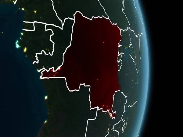 Térkép Kongói Demokratikus Köztársaság Piros Amint Azt Helyet Földön Fehér — Stock Fotó