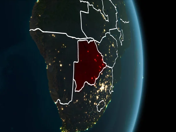 Karte Von Botswana Rot Aus Dem All Auf Dem Planeten — Stockfoto