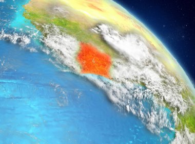 Fildişi Sahili Dünya yörüngesine görüldüğü gibi Illustration. 3D çizim. Nasa tarafından döşenmiş bu görüntü unsurları.