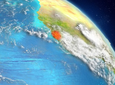 Sierra Leone Dünya yörüngesine görüldüğü gibi Illustration. 3D çizim. Nasa tarafından döşenmiş bu görüntü unsurları.
