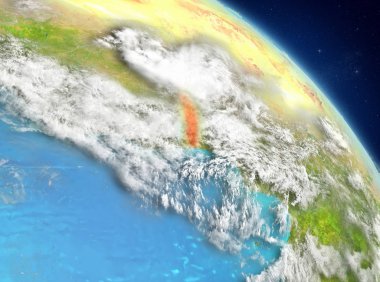 Dünya yörüngesine görüldüğü gibi Togo Illustration. 3D çizim. Nasa tarafından döşenmiş bu görüntü unsurları.