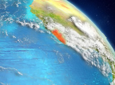 Dünya yörüngesine görüldüğü gibi Liberya Illustration. 3D çizim. Nasa tarafından döşenmiş bu görüntü unsurları.