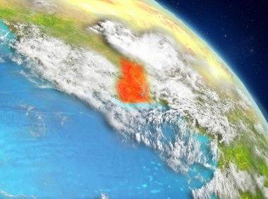 Dünya yörüngesine görüldüğü gibi Gana Illustration. 3D çizim. Nasa tarafından döşenmiş bu görüntü unsurları.