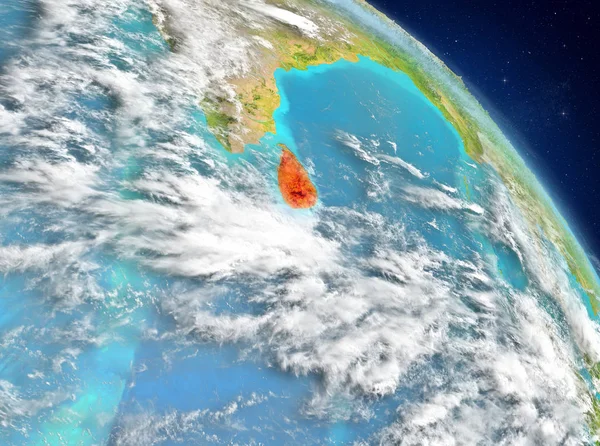 Sri Lanka Dünya yörüngesine görüldüğü gibi Illustration. 3D çizim. Nasa tarafından döşenmiş bu görüntü unsurları.
