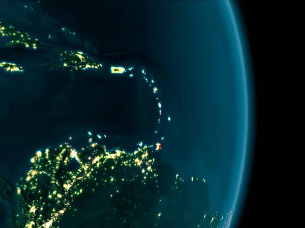 Ilustracja Karaibów Jak Widać Orbity Ziemi Nocy Ilustracja Elementy Tego — Zdjęcie stockowe
