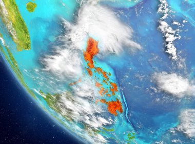 Türkiye son derece detaylı yüzey dokuları ile Dünya gezegeninin yörüngeden. 3D çizim. Nasa tarafından döşenmiş bu görüntü unsurları.