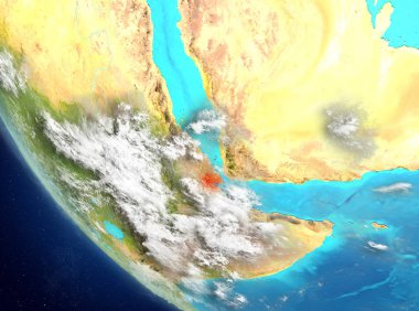 Cibuti son derece detaylı yüzey dokuları ile Dünya gezegeninin yörüngeden. 3D çizim. Nasa tarafından döşenmiş bu görüntü unsurları.