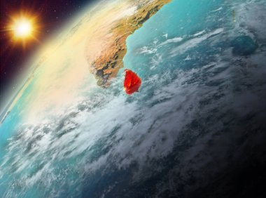 Sri Lanka Dünya yörüngesine günbatımı sırasında görülen Illustration. 3D çizim. Nasa tarafından döşenmiş bu görüntü unsurları.