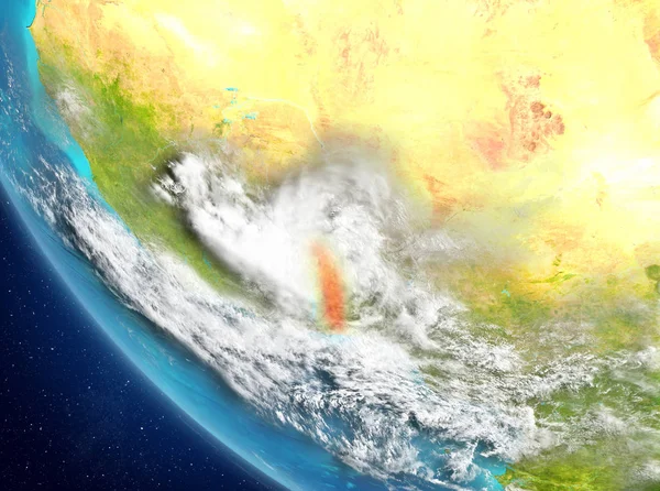 Togo son derece detaylı yüzey dokuları ile Dünya gezegeninin yörüngeden. 3D çizim. Nasa tarafından döşenmiş bu görüntü unsurları.