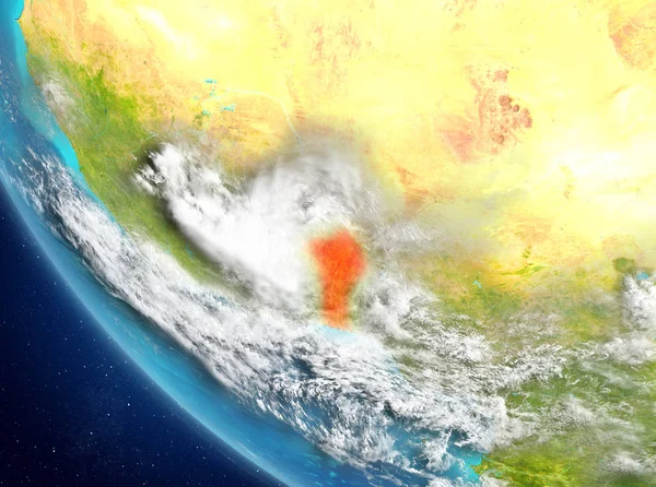 Benin son derece detaylı yüzey dokuları ile Dünya gezegeninin yörüngeden. 3D çizim. Nasa tarafından döşenmiş bu görüntü unsurları.