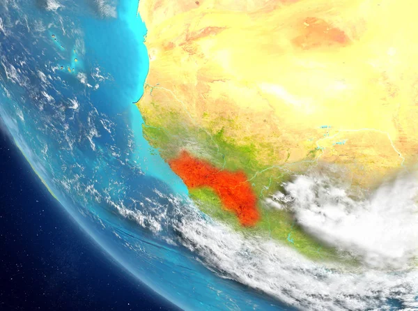 Son derece detaylı yüzey dokuları ile Dünya gezegeninin yörüngeden Gine. 3D çizim. Nasa tarafından döşenmiş bu görüntü unsurları.