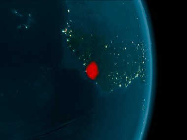 Sierra Leone Dünya yörüngesine geceleri görüldüğü gibi Illustration. 3D çizim. Nasa tarafından döşenmiş bu görüntü unsurları.