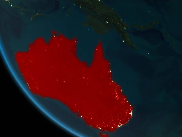 Австралия Орбиты Планеты Земля Ночью Подробными Поверхностными Текстурами Иллюстрация Элементы — стоковое фото