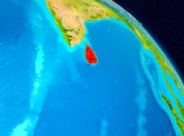 Alan görünümünü Sri Lanka Planet Earth kırmızı vurgulanır. 3D çizim. Nasa tarafından döşenmiş bu görüntü unsurları.