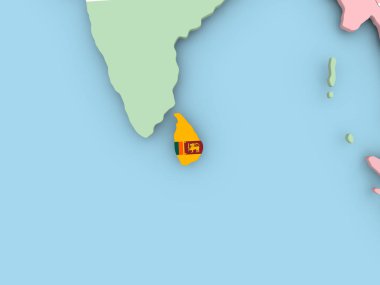 Sri Lanka katıştırılmış bayrak ile. 3D çizim.