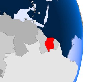 Porto Riko kırmızı şeffaf okyanuslar ile siyasi dünya modeli. 3D çizim.