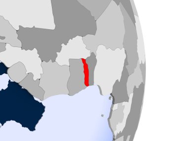 Sierra Leone kırmızı şeffaf okyanuslar ile siyasi dünya modeli. 3D çizim.