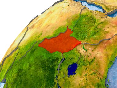Güney Sudan okyanuslardaki gerçekçi su ve görünür ülke sınırları basit dünya üzerinde. 3D çizim. Nasa tarafından döşenmiş bu görüntü unsurları.
