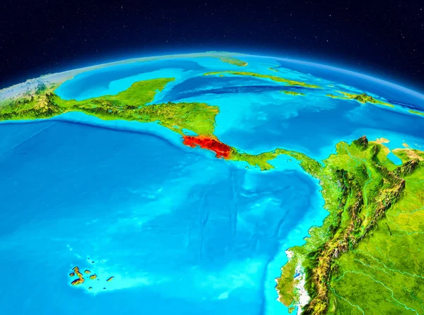 Satellietmening Van Costa Rica Gemarkeerd Het Rood Planeet Aarde Illustratie — Stockfoto