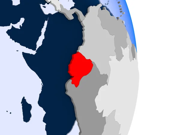 Kolumbia Czerwono Modelu Globus Polityczny Przezroczystym Oceanów Ilustracja — Zdjęcie stockowe