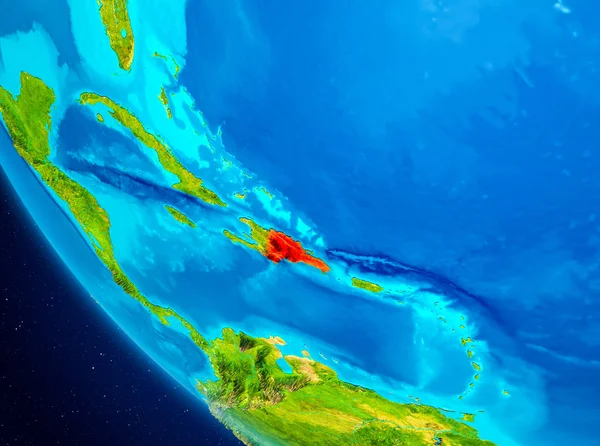 Dominik Cumhuriyeti Planet Earth Kırmızı vurgulanır. 3D çizim. Nasa tarafından döşenmiş bu görüntü unsurları.