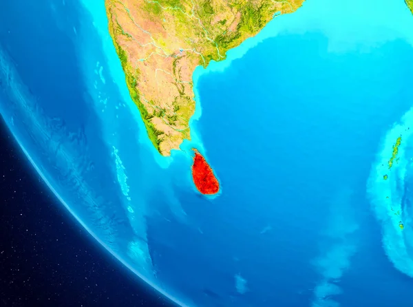 Sri Lanka Planet Earth Kırmızı vurgulanır. 3D çizim. Nasa tarafından döşenmiş bu görüntü unsurları.