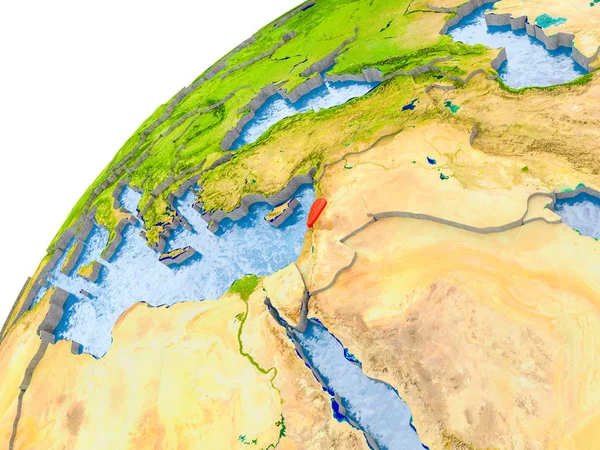 Lübnan ile görünür ülke sınırları ve gerçekçi su okyanuslardaki basit dünya üzerinde. 3D çizim. Nasa tarafından döşenmiş bu görüntü unsurları.