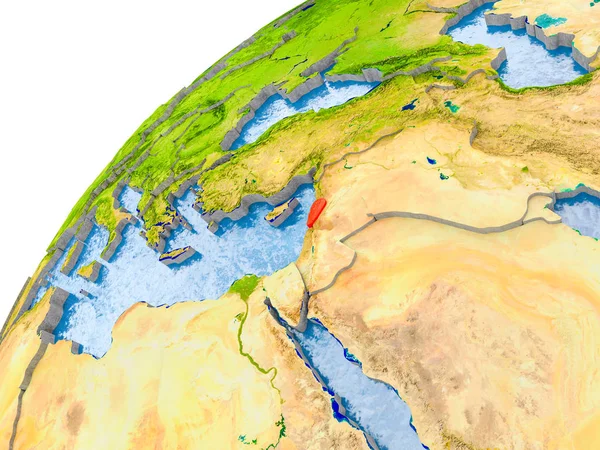 Libano Semplice Globo Con Confini Nazionali Visibili Acqua Realistica Negli — Foto Stock