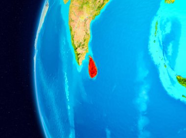 Sri Lanka Planet Earth Earth yörüngeden görüldüğü gibi Illustration. 3D çizim. Nasa tarafından döşenmiş bu görüntü unsurları.