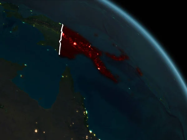 Papua Nowa Gwinea Orbity Planety Ziemi Nocy Widoczna Granica Światła — Zdjęcie stockowe