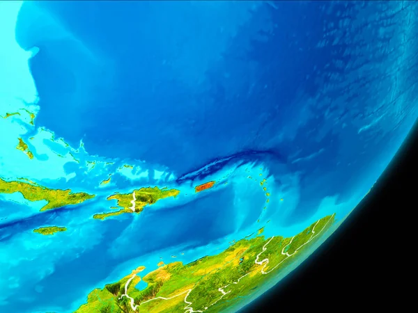 Carte Porto Rico Rouge Vue Espace Sur Planète Terre Avec — Photo