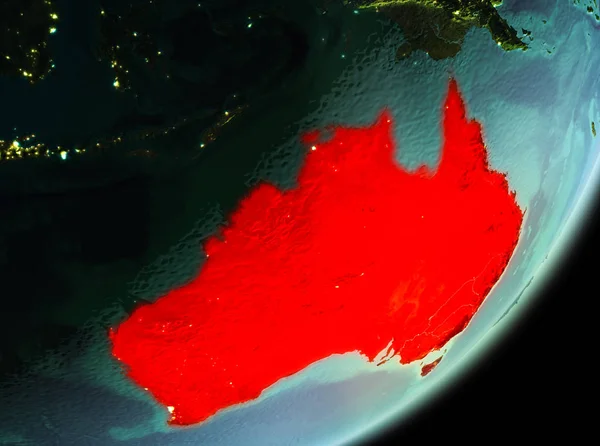 Australie Dans Matinée Souligné Rouge Sur Planète Terre Illustration Éléments — Photo