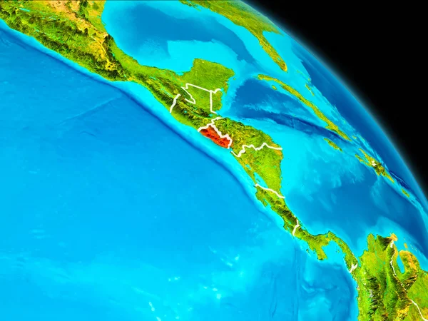 可視境界線と地球の赤で強調表示されているエル サルバドルの空間軌道ビュー イラスト Nasa から提供されたこのイメージの要素 — ストック写真