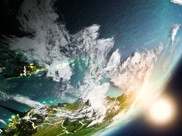 Caribe Desde Espacio Con Texturas Superficiales Muy Detalladas Fronteras País — Foto de Stock