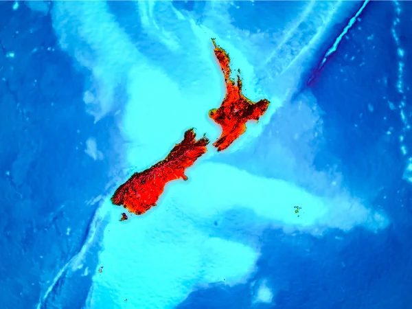 Nowa Zelandia Podświetlone Czerwono Planecie Ziemi Ilustracja Elementy Tego Obrazu — Zdjęcie stockowe