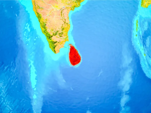 Sri Lanka Planet Earth Kırmızı vurgulanır. 3D çizim. Nasa tarafından döşenmiş bu görüntü unsurları.
