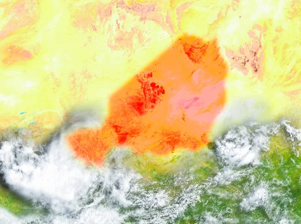 Niger highlighted in red on planet Earth. 3D illustration. Elements of this image furnished by NASA.