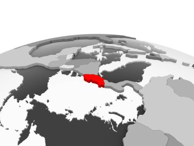 Kırmızı gri modeli şeffaf okyanuslar ile siyasi dünya bir Kosta Rika. 3D çizim.