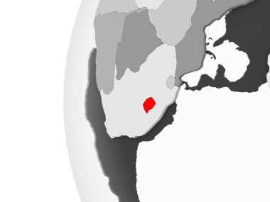 Lesotho vurgulanan gri, şeffaf okyanuslar ile siyasi dünya 3d modeli. 3D çizim.